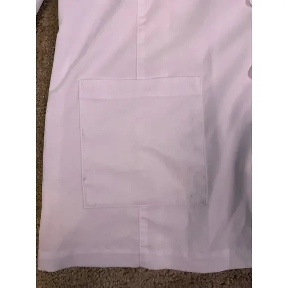 Betsey Johnson Women's Juniper White 2 Pocket Button Front Lab Coat XL E257 - Picture 4 of 11